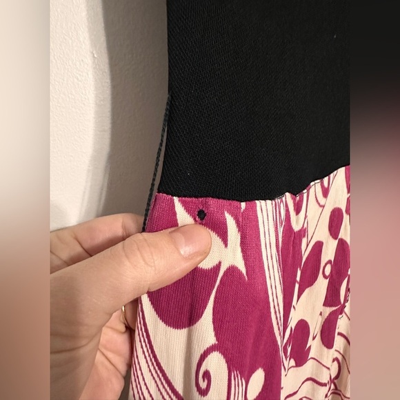 Vintage 70s Psychedellic Print Keyhole Maxi Dress Purple Black - Picture 5 of 6